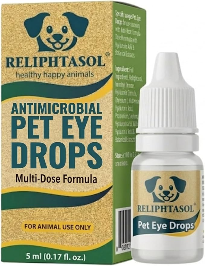 Pet Eye Drops – Vet-Formulated Dog Eye Infection Inflamation Treatment, Allergy Relief, Dry Eyes & Red Eye, Tear Stain Remover for Dogs, Cats, Cattle, Sheep, Horses – 5 mL 0.17 fl oz (1 Bottle)