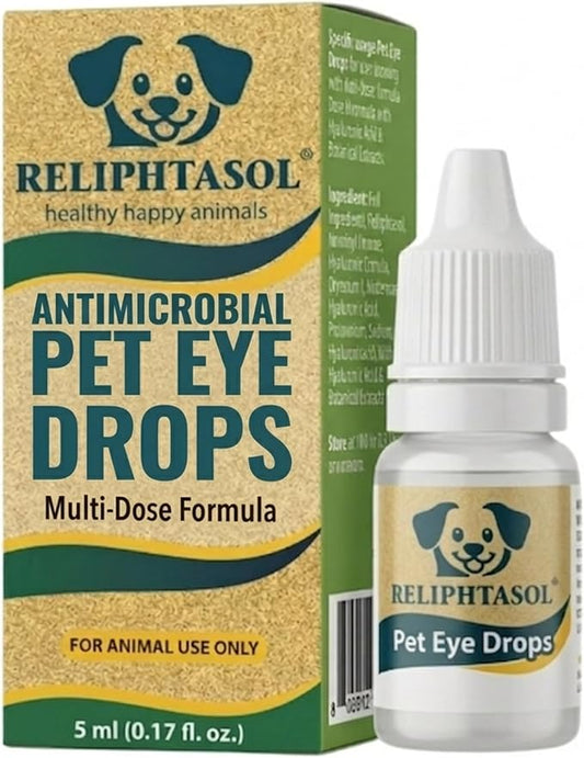 Pet Eye Drops – Vet-Formulated Dog Eye Infection Inflamation Treatment, Allergy Relief, Dry Eyes & Red Eye, Tear Stain Remover for Dogs, Cats, Cattle, Sheep, Horses – 5 mL 0.17 fl oz (1 Bottle)