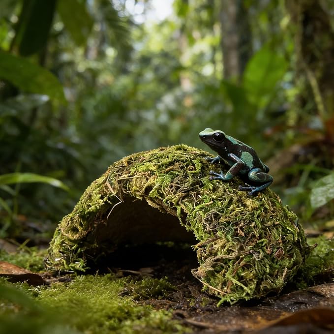 Reptile Hide Coconut Leopard Gecko Hide Humid Crested Gecko Tank Accessories Natural Moss Snake Hideouts for Ball Python, Bearded Dragon,Tortoise,Frog