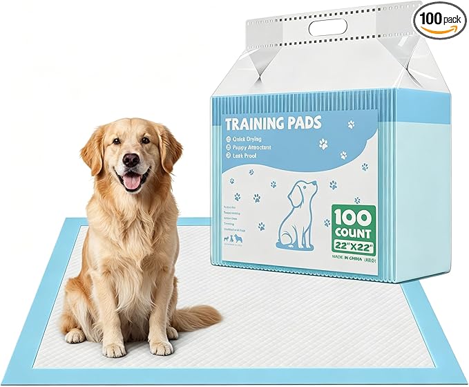 DUMOS 100 Count Puppy Pads for Dogs, 22" x 22" Potty Puppy Training Pad, Dog Cat Pee Pads, Super Absorbency Disposable Pet Leakproof Quick Drying Pad