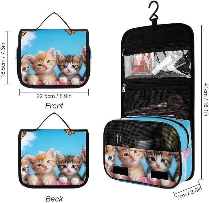 Toiletry Bag Garden Wonder Kittens Cats Hanging Travel Makeup Organizer Cosmetic Bag for Full Sized Toiletries