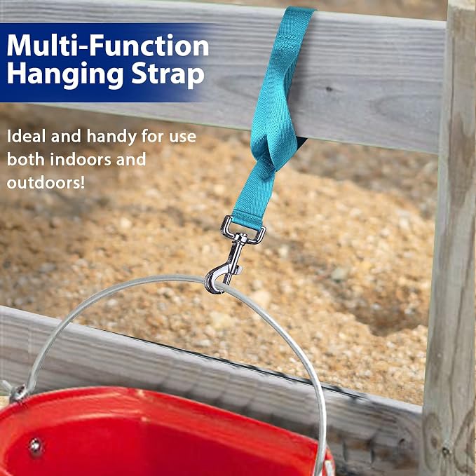 Harrison Howard 4PCS 22” Easily Packed Sturdy Nylon Bucket Straps for Hay Nets and Water Feeder Buckets-Azure Blue