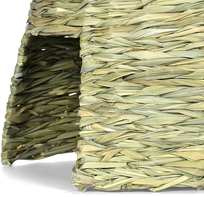 Pet Straw House, Straw Bunnys Bed Straws for Ferals Cats House Hamster Hideouts Natural Grass Houses for Small Pet Sleeping Bed Resting Cave Cage Accessories Shelter for Small Animal