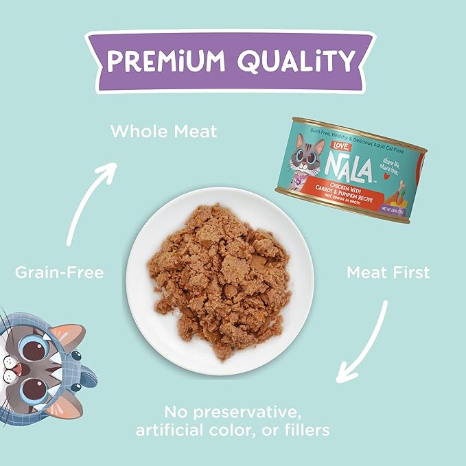 LOVE, NALA - Natural Adult Cat Wet Food - Chicken Pate with Carrot and Pumpkin Recipe - 2.8 oz, Pack of 24 Cans, Grain-Free, Non-GMO, No Gums, No Carrageenan