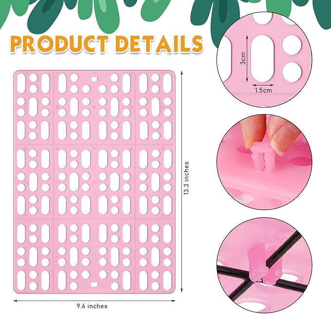BBTO 24 Pieces Plastic Rabbit Cage Mat Durable Rabbit Feet Pad Small Animal Feet Pad Cage Resting Mat with a Convenient Connectors, Bunny Pads for Easy Cleaning for Bunny Rat Guinea Cats(Multicolor)