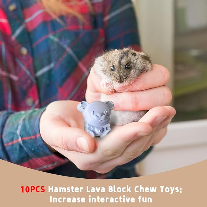 Hamiledyi 10 Pieces Hamster Teeth Grinding Lava Block Calcium Stone Chew Toys for Chinchillas Rabbits Gerbil Guinea Pig Syrian Hamster Squirrel Ferret