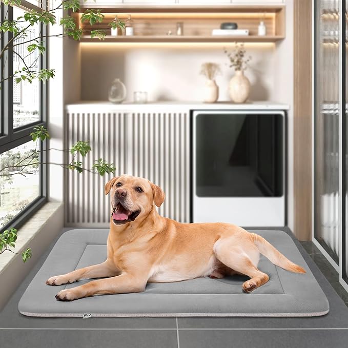 JoicyCo Dog Bed, 36 in Non-Slip Mattress, Soft Fleece Plush Material, Washable, for Medium/Large Dogs, Cat Bed Kennel Pad, Clay Gray