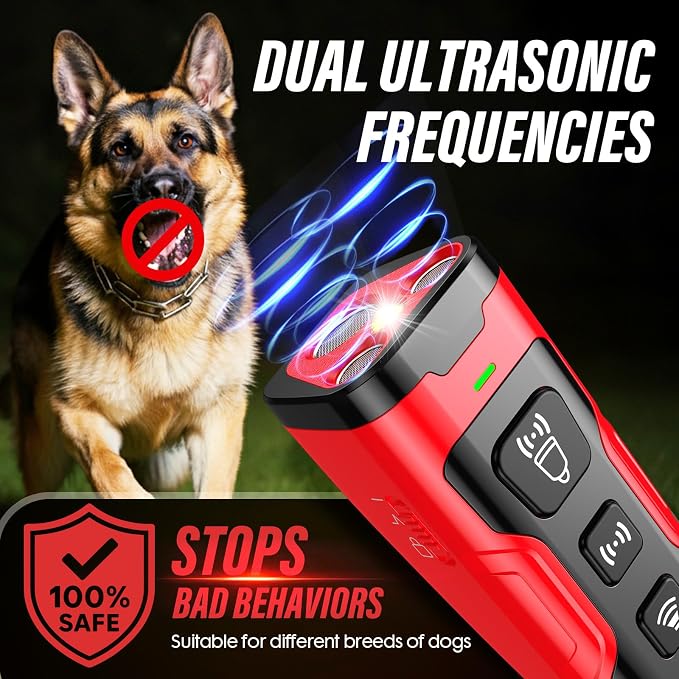 YUYQA Dog Bark Deterrent Device, 3X Ultrasonic Anti Barking, 6 Training Modes 23 FT Range Barks No More Indoors Outdoors Behavior Correct Safe & Humane Rechargeable Compact Bark Control for Dogs
