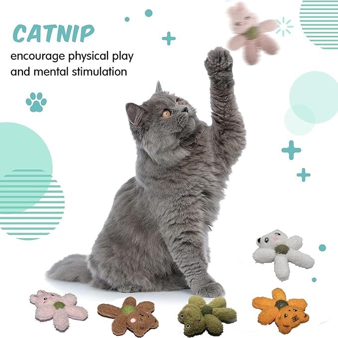 Plush Catnip Toys for Indoor Cats, Interactive Kitten Chew Toys for Teething & Dental Care, Durable Nylon Animal Shape Kicker Toy with Natural Catnip Ball for Boredom Relief (Tiger)