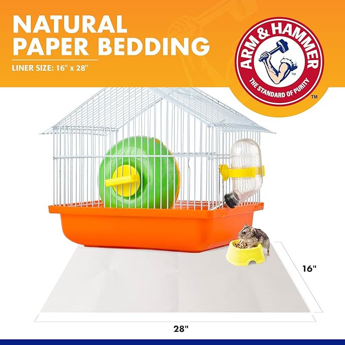Arm & Hammer Super Absorbent Cage Liners for Guinea Pigs, Hamsters, Rabbits & Small Animals, Odor Control Cage Tray Liners for Wire or Mesh Grate Cages, Trim to Fit, 7 Count (Pack of 2)