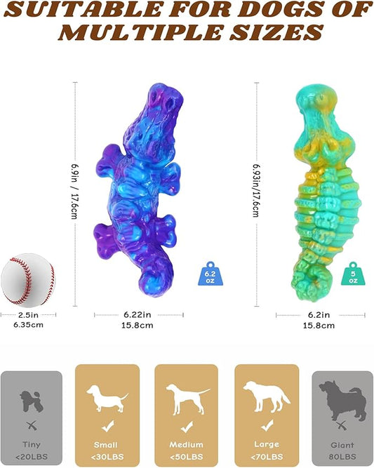 BoYoYo Tough Dog Toys for Aggressive Chewers 2 Pack, Indestructible Dog Toy for Large Dogs, Durable Dog Toys to Keep Them Busy for Large Breed, Teeth Cleaning and Training, Bacon Flavor, Purple&Green