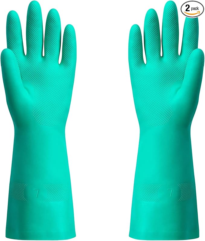 ThxToms Chemical Resistant Nitrile Gloves, Resist Household Acid, Alkali, Solvent and Oil, Latex Rubber Free, 1 Pair Small