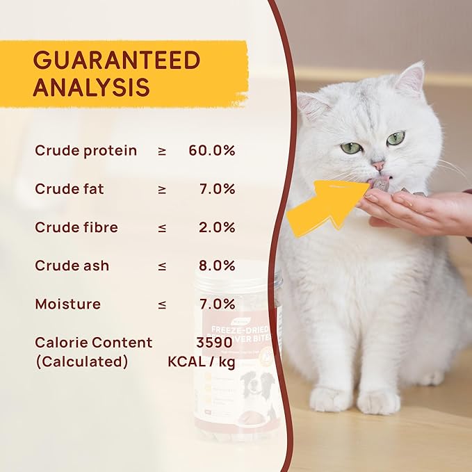 Freeze Dried Beef Liver Bites, Freeze Dried Cats & Dogs Treats, High Protein Training Treats, Naturally Single Ingredient, Grain Free, Gluten Free, Filler Free, Net Wt. 5.5 oz