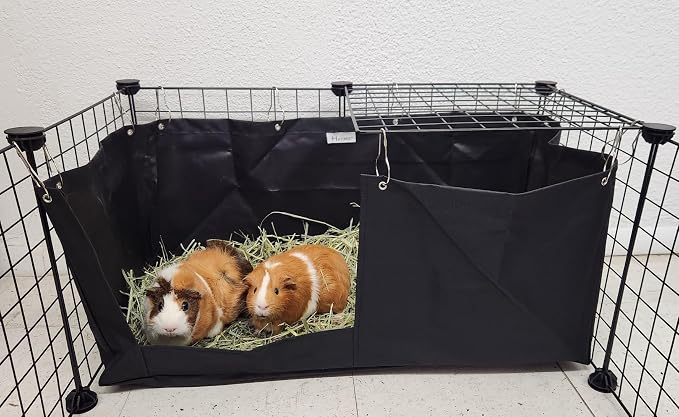 Hayzee Original Guinea Pig Hay Holder Feeder Litter Box Less Mess Encourages Natural Burrowing Instincts and Provides Ample Supply of Hay to Guinea Pigs and Rabbits (Black, 27" with Front)