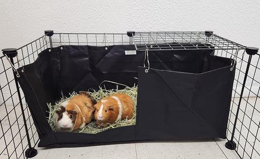 Hayzee Original Guinea Pig Hay Holder Feeder Litter Box Less Mess Encourages Natural Burrowing Instincts and Provides Ample Supply of Hay to Guinea Pigs and Rabbits (Black, 27" with Front)