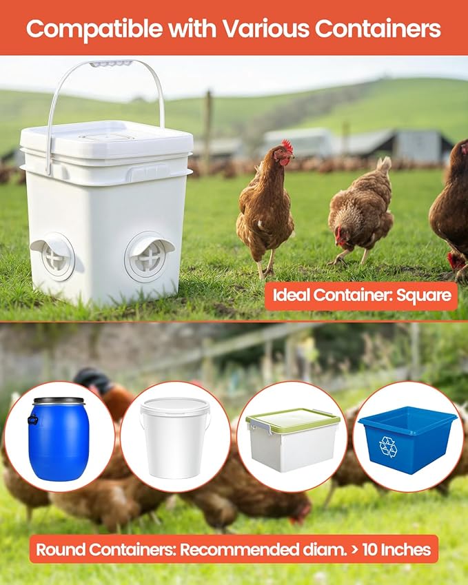[8 Pack] Aopchry Automatic Chicken Feeder (White), Chicken Feeders No Waste Feed, Egg Shaped Thickened Design, Rain-Proof, Suitable for Various Poultry, with Mounting Hole Opener