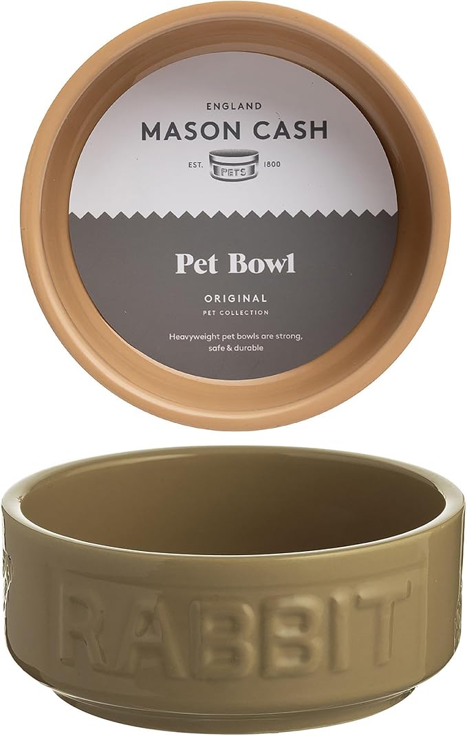 Mason Cash: Cane Rabbit Bowl - 5.2", 13.5oz - Tan Food-Water Feeding Dish, Durable Ceramic Stoneware, Microwave-Dishwasher Safe, Pet Feeding-Hydration