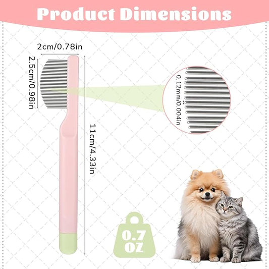 Eye Comb for Small Dogs, Stainless Steel Flea Comb for Small Dogs Gentle Round-Head Grooming Tool Tear Stain Combs Design for Pet Facial Paw Grooming Cats Dog