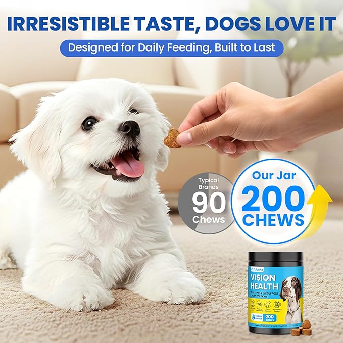 Tear Stain Chews for Dogs 200 Ct Eye Support Soft Chews Dog Eye Care Vision Immune Support Antioxidant Protection with Vitamins Cranberry Extract Fish Oil Lutein for Eye Health (Chicken Flavor)