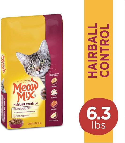 Meow Mix Hairball Control Dry Cat Food | 6.3 Pound | Pack of 2