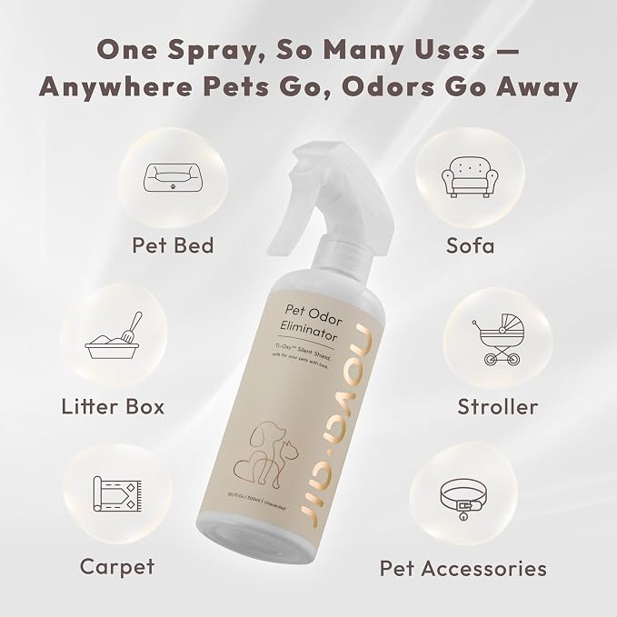 Unscented Pet Odor Eliminator Spray for Home - Dog & Cat Odor Remover - Urine, Litter Box & Carpet Deodorizer | Non-Toxic, Fragrance-Free, Pet-Safe Air Freshener | No Enzymes, No Masking (10.1 Fl Oz)
