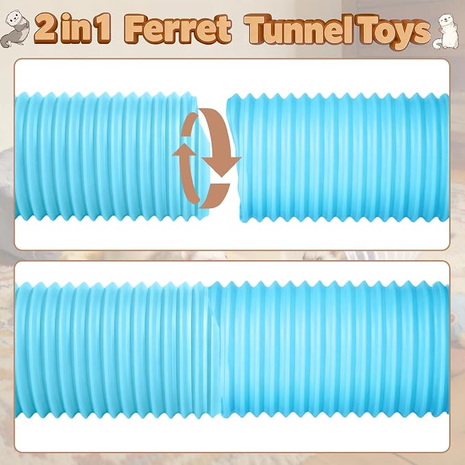 Mity rain 2PCS Ferret Toys with 6 Balls Inclueded | Collapsible Tunnel Tube Accessories for Ferrets, Guinea Pigs, Hamsters, Expandable Interactive Toys Supplies for Small Pets