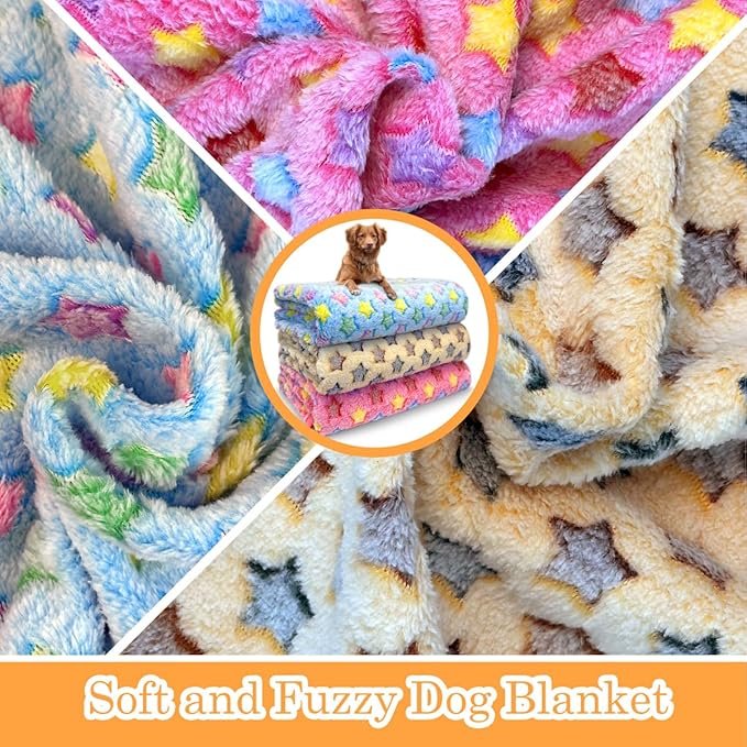 Dog Blankets for Small Medium Large Dogs, 3 Pack Washable 41" x 31", Coral Fleece Soft Pet Mat Throw Cover for Kennel Crate Bed, Cat Blanket, Gifts Puppy Essentials