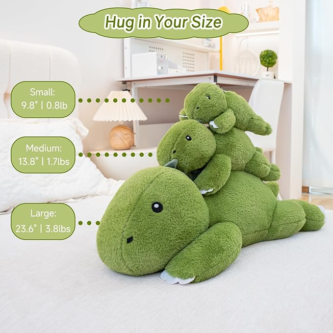 SQEQE Weighted Stuffed Animals Dinosaur Plush, Weighted Stuffed Animals Dino Plushies for Cozy Comfort, Soft T-Rex Pillow Toy for Kids Adults, Valentines & Birthday Gifts 23.6 Inch 3.8 Lbs