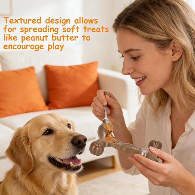 Large Dog Bones for Aggressive Chewers, Bacon Scented & Nylon Bone to Keep Them Busy, Durable Chew Toy for Medium & Large Breeds (25-80 lbs)