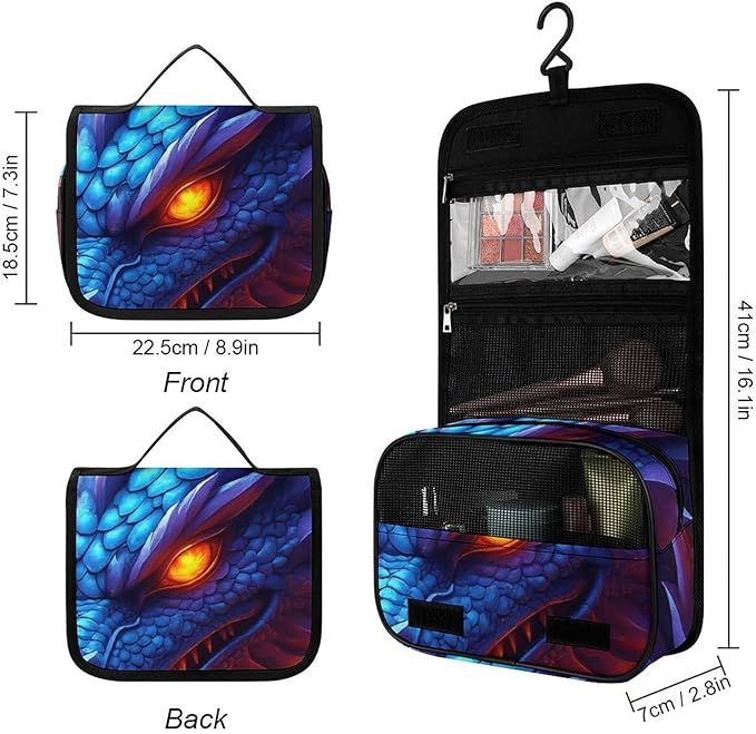 Hanging Cosmetic Bag Dragon Portable Travel Makeup Pouch Multifunction Handle Travel Toiletry Bag Organizer with Hook