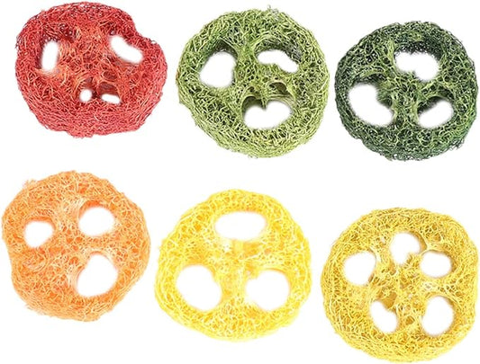COLLBATH 6 Pcs Large Hamster Loofah Chew Lotus Root Slice Shape Pet Chewing for Rabbits and Small Animals Natural Molar Care Tools for Teeth Cleaning and Oral Health Random Color