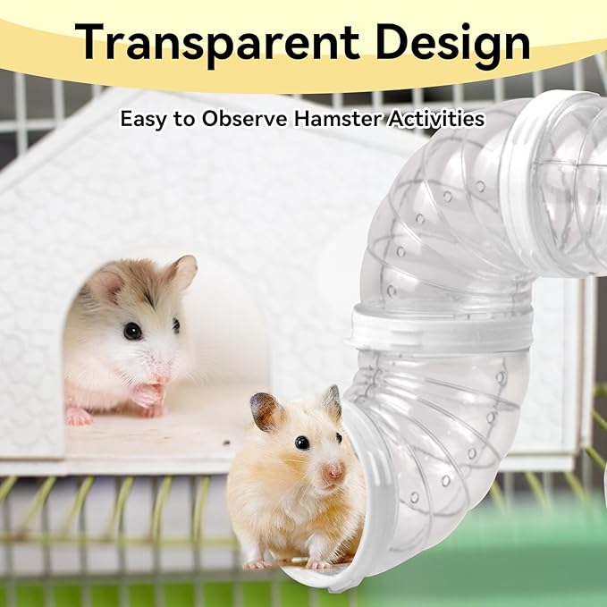 8 PCS Hamster Tube Set, Hamster Toy Set DIY Clear Pet Cage Tunnel Small Animal External Accessories Adventure Tube Syrian Rat Mouse (White)