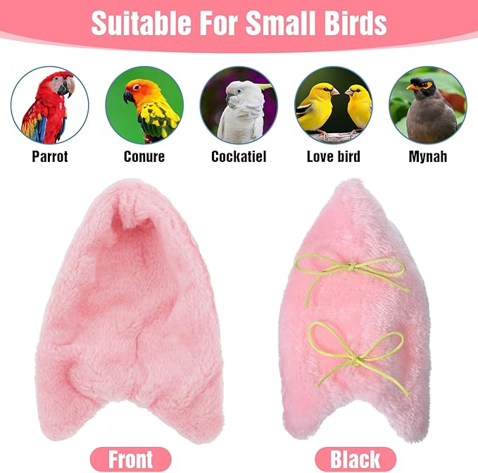Bird Bed for Cage Cozy Bird Blanket Bird Corner Fleece Bird Bed Warmer Hanging Hammock Toy Cage Hanging Hammock Toy for Greys Parakeet Cockatiel Conure(Pink/M)