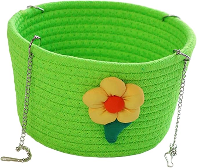 Small Pet Hammock Cage Accessory Multipurpose Rest House with Sturdy Chains Rat Sleeping Nest Hanging Rat Bed Basket for Yard, Green