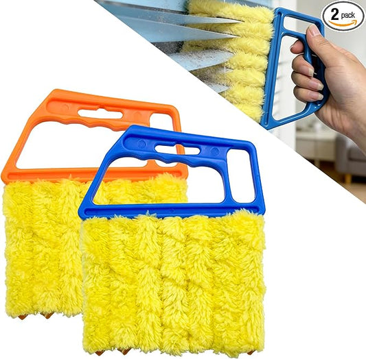 2PCS Blind Cleaner Duster Tool, Car Cleaning Brush, Washable 7 Fingers Duster Brush Dusting Cleaner Tool, Handheld Mini Duster Brush Universal for Window Shutters Air Conditioner Wood Blind