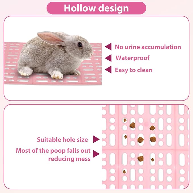 12 Pcs Plastic Rabbit Cage Mat Durable Rabbit Feet Pad Small Animal Feet Pad Cage Resting Mat with a Convenient Connectors, Bunny Pads for Easy Cleaning for Bunny Rat Guinea Cats