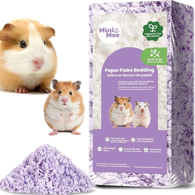 Hamster Bedding: Odor Control and Dust-Free Moisture Absorbent Natural Paper Small Pet Bedding - for Hamsters, Pigs, Guinea and Rabbits, 12 Liters