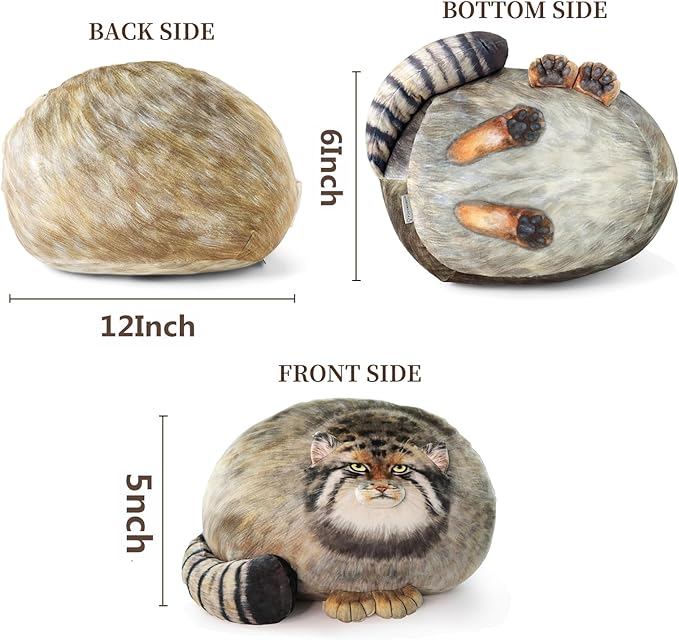 Sew Butiful Steppe Cat Plush 30cm/12inch Pallas Cat Stuffed Animal, Cute Plushies for Girls, Soft Plush Pillow, Throw Pillow Doll Decoration Doll Birthday Gift for Kids Boys Party