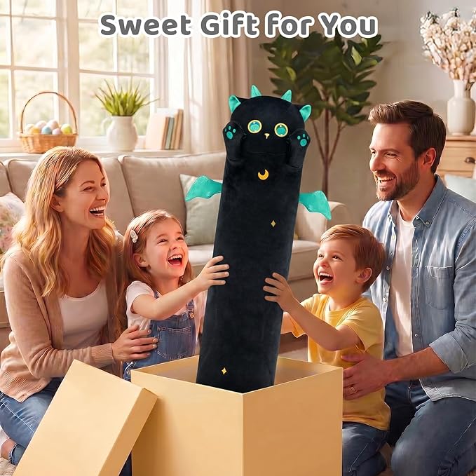 Mewaii Long Cat Plush, 5 Sizes, 120% Extra Filling Giant Plushness Kids Body Pillow, Kawaii Cute Big Eyes Stuffed Animal Plushie, Big Long Body Pillow Gift for Girls 36'