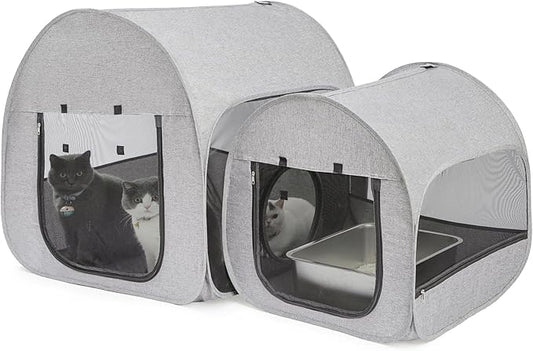 31.5 Inch & 21.6 Inch Portable Cat Playpen, Delivery Room, Enclosure, Postoperative Recovery, House Design for Better Standing, Foldable Pet Tent for Indoor Outdoor, Cat Houses & Condos Light Gray