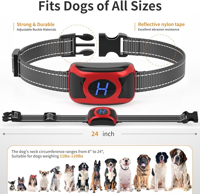 2 Pack No Shock Vibration Bark Collar for Large & Medium Dogs - Safe & Humane Dog Bark Collar with Beep & Vibration, 3 Adjustable Sensitivity Levels, 100% IPX7 Waterproof Dog Training Collar