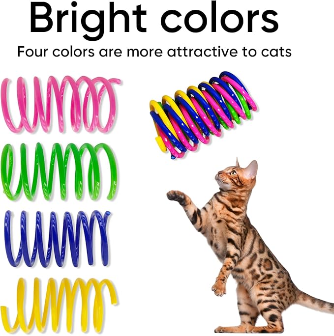 Cat Toys for Indoor Cats, 30 Pack Interactive Cat Spring Toys, Durable Colorful Plastic Spiral Springs for Kitten Hunt, Swat and Bite, Bulk Cat Toys