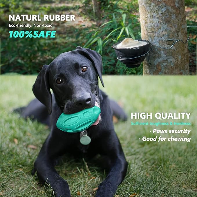 EASTBLUE Squeaky Dog Toys for Aggressive Chewers: Rubber Puppy Chew Ball with Squeaker (Teal)