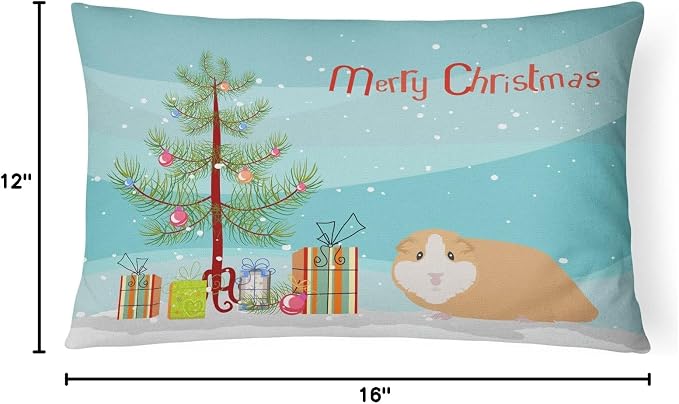 Caroline's Treasures CK4439PW1216 American Guinea Pig Merry Christmas Canvas Fabric Decorative Pillow Machine Washable, Indoor Outdoor Decorative Pillow for Couch, Bed or Patio, 12HX16W