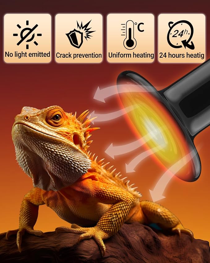 Ruiandsion 150W Ceramic Heat Emitter Bulb – No Light, Safe 24/7 Heat for Reptiles, Chickens & Small Pets – Durable Ceramic Reptile Heating Lamp for Terrariums & Coops (Single Pack)
