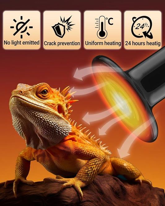 Ruiandsion 150W Ceramic Heat Emitter Bulb – No Light, Safe 24/7 Heat for Reptiles, Chickens & Small Pets – Durable Ceramic Reptile Heating Lamp for Terrariums & Coops (Single Pack)