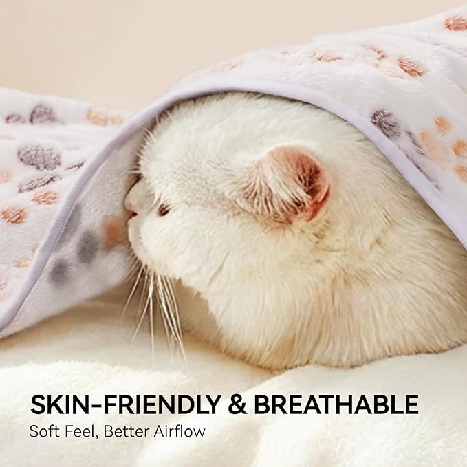 LINENLUX 1 Pack 4 Blankets Super Soft Fluffy Premium Fleece Dog Blankets for Puppy Cat Pet Blanket Flannel Throw Warm Sleep Dog Paw-4pcs 40x31 inch