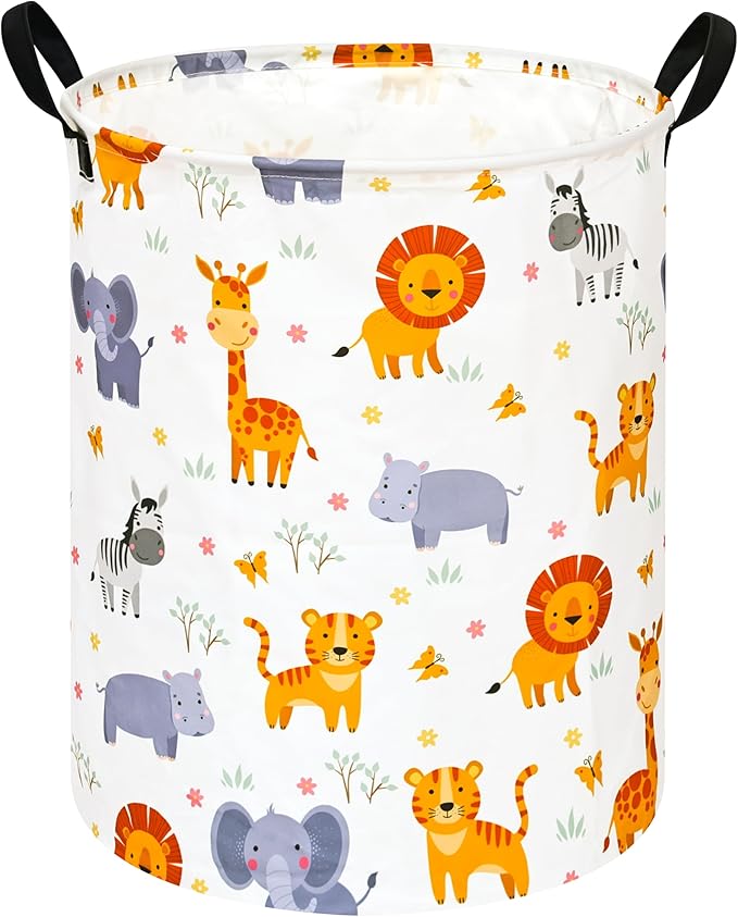 Kids Laundry Hamper Storage Basket Laundry Organizer Hamper Storage Bins Clothes Box Nursery Hamper Gift Basket with Handles (ZOO)