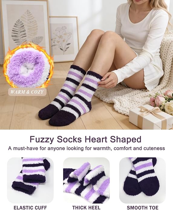 Ginmewrae Women Fuzzy Socks Cozy Soft Fluffy Cute Animal Slipper Socks Sleeping Warm Socks Christmas Gift for Girls