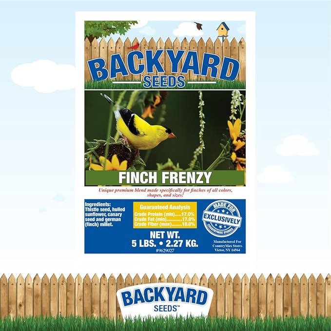 Backyard Seeds Finch & Small Songbird Frenzy 5lbs - Premium Nyjer Thistle Seed Blend for Finch Feeders, Small Bag of Wild Bird Food